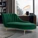 Willa Arlo™ Interiors Tiberius Velvet Left-Arm Chaise Lounge Wood/Velvet in Green | 35 H x 37.5 W x 74 D in | Wayfair