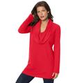 Plus Size Women's Cowl-Neck Thermal Tunic by Roaman's in Vivid Red (Size 2X) Long Sleeve Shirt