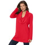 Plus Size Women's Cowl-Neck Thermal Tunic by Roaman's in Vivid Red (Size 2X) Long Sleeve Shirt