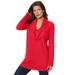 Plus Size Women's Cowl-Neck Thermal Tunic by Roaman's in Vivid Red (Size 2X) Long Sleeve Shirt