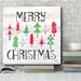 The Holiday Aisle® Merry Christmas - Wrapped Canvas Textual Art Print Canvas in Black/Green/Pink | 24 H x 24 W x 1.5 D in | Wayfair