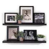 Rosalind Wheeler Bridgecliff 2 Piece Poplar Solid Wood Floating Shelf Wood in Black/Brown | 48 W x 6 D in | Wayfair