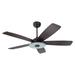 Winston Porter 52" Sarko 5 - Blade LED Smart Standard Ceiling Fan w/ Remote Control & Light Kit Included, Wood in Black/Brown | Wayfair