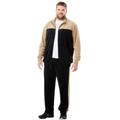 Men's Big & Tall Colorblock Velour Tracksuit by KingSize in Khaki Black (Size 6XL)