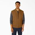 Dickies Men's High Pile Fleece Lined Duck Vest - Rinsed Brown Size XL (TE357)