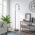 Verona Arc Blackened Bronze Floor Lamp with Seeded Glass Shade - Hudson & Canal FL0268