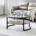 Winston Blackened Bronze and Gray Oak Round Coffee Table - Hudson & Canal CT0562