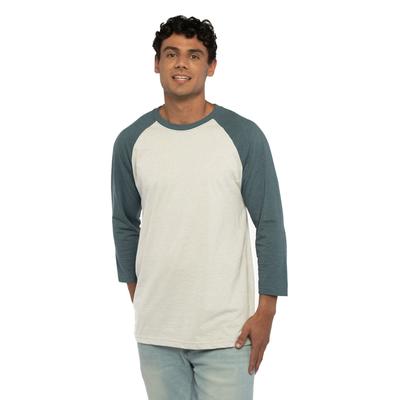 Next Level 6251 CVC 3/4 Sleeve Raglan Baseball T-Shirt in Indigo/Silk size XS | 60% combed ring spun cotton, 40% polyester NL6251