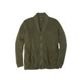 Men's Big & Tall Shaker Knit Shawl-Collar Cardigan Sweater by KingSize in Olive (Size 7XL)