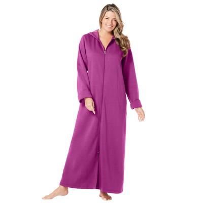 Plus Size Women's Long Hooded Fleece Sweatshirt Robe by Dreams & Co. in Rich Magenta (Size 6X)