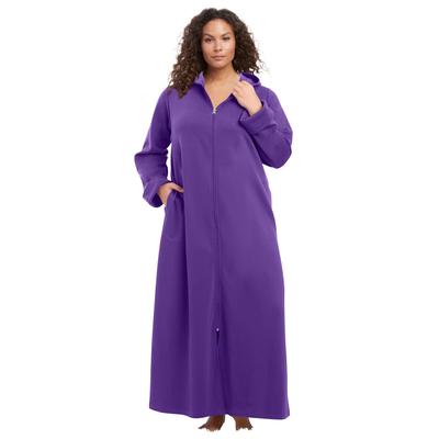 Plus Size Women's Long Hooded Fleece Sweatshirt Robe by Dreams & Co. in Plum Burst (Size 3X)