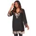 Plus Size Women's Sequin Tunic by Roaman's in Gold Embellishment (Size 24 W) Long Shirt Blouse