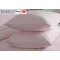 Belledorm Flannelette Fitted Sheet + Pillowcase Bundle Set, 100% Brushed Cotton, Mattress Depth 28cm (Double Size, Pink)