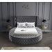 Red Barrel Studio® Linford Tufted Low Profile Storage Platform Bed Upholstered/Velvet in Gray, Size 55.0 H x 87.0 W x 78.75 D in Wayfair