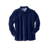 Men's Big & Tall Long-Sleeve Velour Polo by KingSize in Navy (Size 7XL)