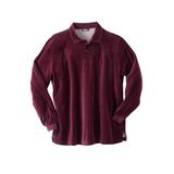 Men's Big & Tall Long-Sleeve Velour Polo by KingSize in Deep Burgundy (Size 6XL)