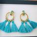 J. Crew Jewelry | J.Crew Pav Tassel Vintage Aqua Earrings | Color: Blue/Gold | Size: Os