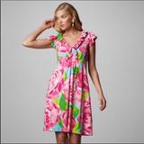 Lilly Pulitzer Dresses | Lilly Pulitzer Hpfi Clare Cap Sleeve Dress | Color: Green/Pink | Size: Xs