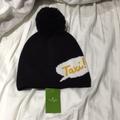 Kate Spade Accessories | Kate Spade Taxi Beanie Black Knit Hat With Pom Pom Nwt | Color: Black/Yellow | Size: Os