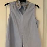 J. Crew Other | Jcrew Sleeveless Dress Shirt With Beaded Neck! | Color: Blue/White | Size: Small