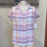 American Eagle Outfitters Tops | American Eagle Flannel Shirt / Size Small | Color: Blue/Pink | Size: S