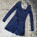 Free People Dresses | Free People Navy Rose Garden Long Sleeve Dress | Color: Blue | Size: Xs