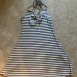American Eagle Outfitters Dresses | Gray And White Striped Ribbed Halter Dress | Color: Gray/White | Size: M