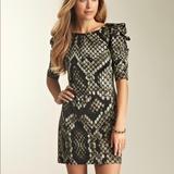 Jessica Simpson Dresses | Jessica Simpson Ruched Sleeve Snakeskin Dress, 6. | Color: Black/Gray | Size: 6