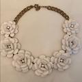 J. Crew Jewelry | Jcrew White Flower Statement Necklace | Color: Gold/White | Size: Os