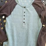 Free People Tops | Free People Long Sleeve Top | Color: Blue/Brown | Size: Xs