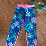 Nike Bottoms | Nike Pro Girls Floral Training Pants Size Large | Color: Blue/Pink | Size: Lg