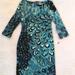 Jessica Simpson Dresses | Nwt Jessica Simpson Ponte Peacock 3/4 Sleeve Dress | Color: Black/Blue | Size: 4