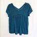 Free People Tops | Free People Blue Striped Empire Waist Top. Size M | Color: Blue | Size: M