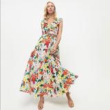 J. Crew Dresses | J.Crew Ratti Island Botanical Print Ruffle Dress | Color: Tan | Size: 12