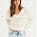 American Eagle Outfitters Sweaters | American Eagle V-Neck Cropped Sweater | Color: Cream/White | Size: M