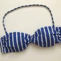 J. Crew Swim | J Crew $58 Twist-Front Bandeau Bikini Top H2913 | Color: Blue/White | Size: S