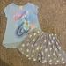 Disney Matching Sets | Disneystore Cinderella Shirt And Skirt Set Sz 7/8 | Color: Blue/Gray | Size: Girls 7/8