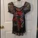 Anthropologie Tops | Fei Anthropologie 100% Silk Peasant Blouse Small | Color: Black/Red | Size: S