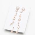 Free People Jewelry | New Free People Stoned Piercing Earring Set Pink Opal Silver - Five Pair | Color: Pink/Silver | Size: Os