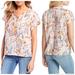 Jessica Simpson Tops | Jessica Simpson Floral Lace Up Dalton Top | Color: Orange/Pink | Size: M