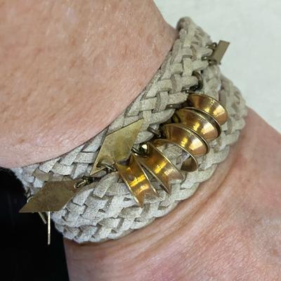 Free People Jewelry | Bohofree People Braided Suede Wrap Bracelet | Color: Gold/Gray | Size: Os
