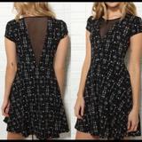 Urban Outfitters Dresses | Kimchi Blue Mesh Deep-V Skater Dress | Color: Black/White | Size: Xs