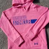 Under Armour Shirts & Tops | Girls Under Armour Hooded Sweatshirt Size Medium | Color: Blue/Pink | Size: Mg