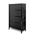 Clarisworld 4 Narrow Chest Drawers Storage Tower Dresser - Wood Top, Sturdy Steel Frame, Organizer Unit for Bedroom, Hallway, Entryway, Closets – Laminated Fabric (4 Drawer Narrow Black)