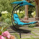 Arlmont & Co. Gellert Hanging Chaise Lounger w/ Stand Polyester in Blue | 79 H x 42 W in | Wayfair 33E030C18C5B4D1E9DAB15A0E9874094