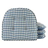 August Grove® Non-Slip Gingham Dining Room & Kitchen Seat Cushions, 16 X 15 X 2 Inches Polyester in Gray/Blue | 2 H in | Outdoor Furniture | Wayfair