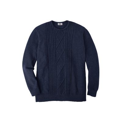 Men's Big & Tall Liberty Blues™ Crewneck Cable Knit Sweater by Liberty Blues in Heather Navy (Size 5XL)