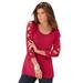 Plus Size Women's Lattice-Sleeve Ultimate Tee by Roaman's in Classic Red (Size 26/28) Shirt