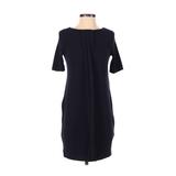 H&M Casual Dress - Shift Crew Neck Short Sleeve: Blue Solid Dresses - Women's Size 2