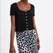 Zara Tops | Nwot Zara Textured Top With Pearl Bead Buttons | Color: Black | Size: S